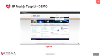 www.prismacsi.com
© All Rights Reserved.
6
IP Aralığı Tespiti - DEMO
ripe.net
 
