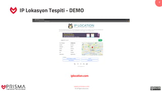 www.prismacsi.com
© All Rights Reserved.
7
IP Lokasyon Tespiti - DEMO
Netname
üzerine kayıtlı
tüm IP aralıkları
iplocation.com
 
