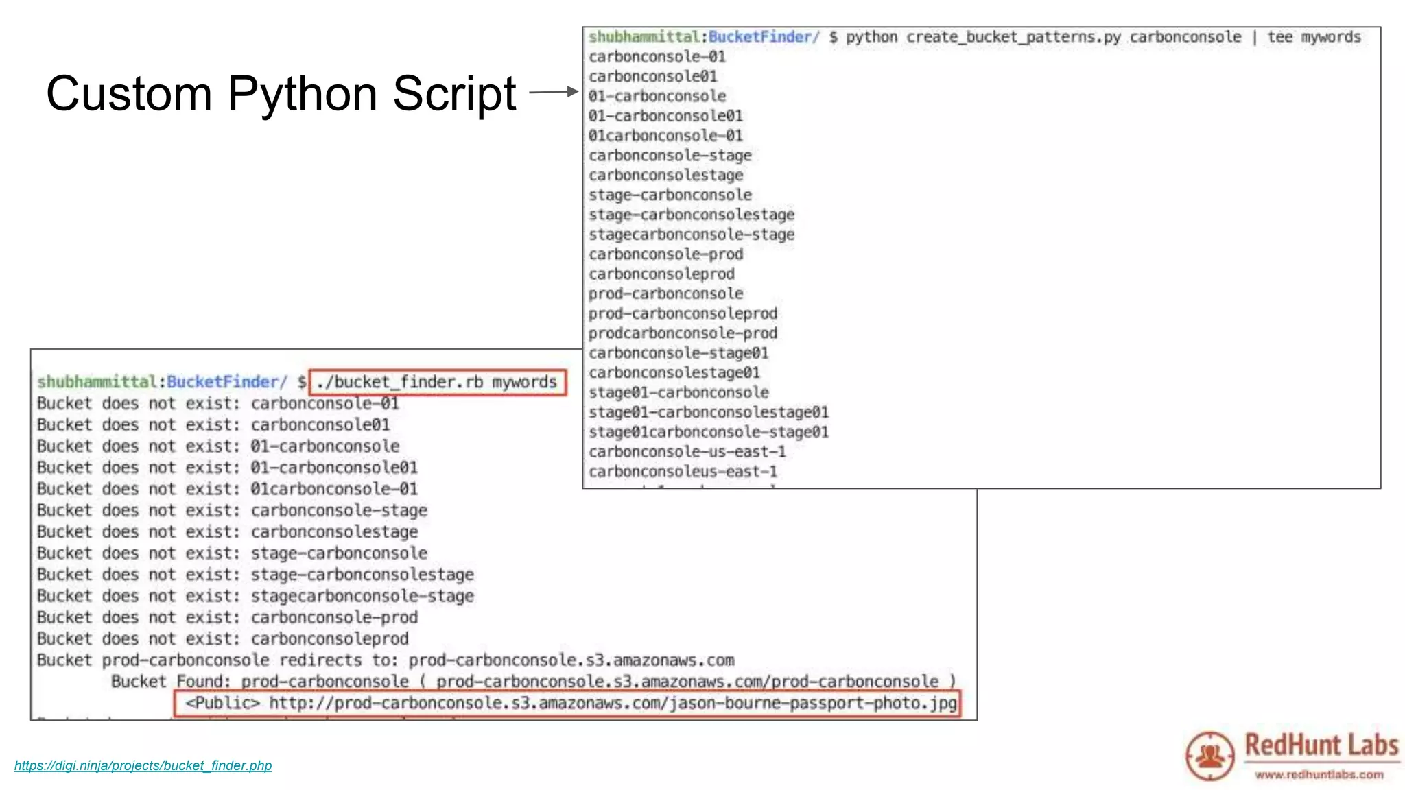 Custom Python Script
https://digi.ninja/projects/bucket_finder.php
 