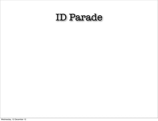 ID Parade




Wednesday, 12 December 12
 