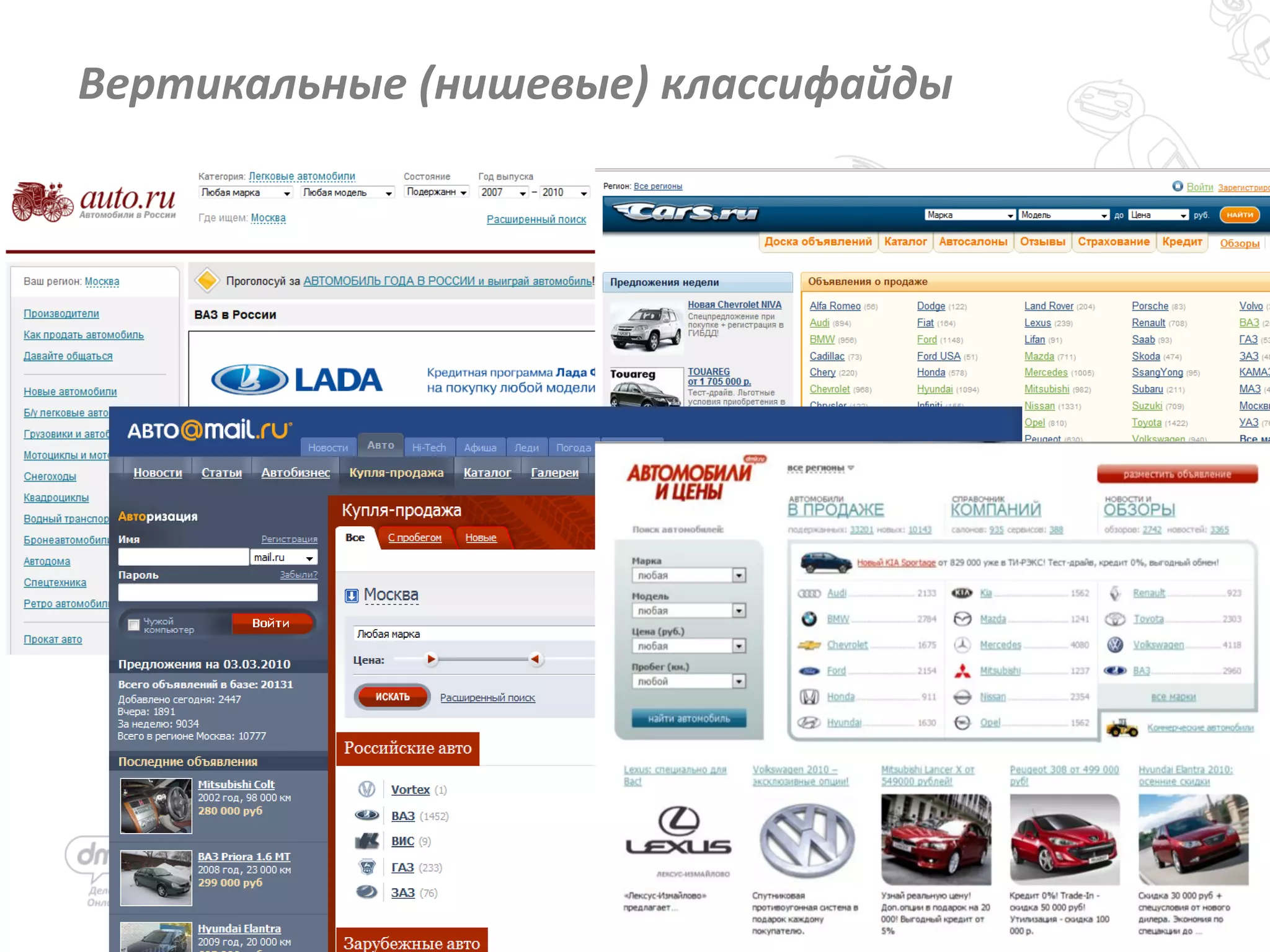 8
Вертикальные (нишевые) классифайды
 