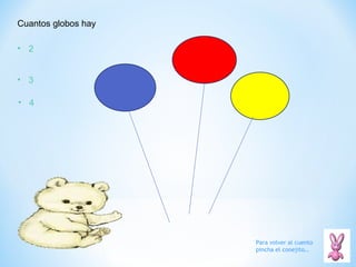 Para volver al cuento pincha el conejito… Cuantos globos hay 2 3 4 