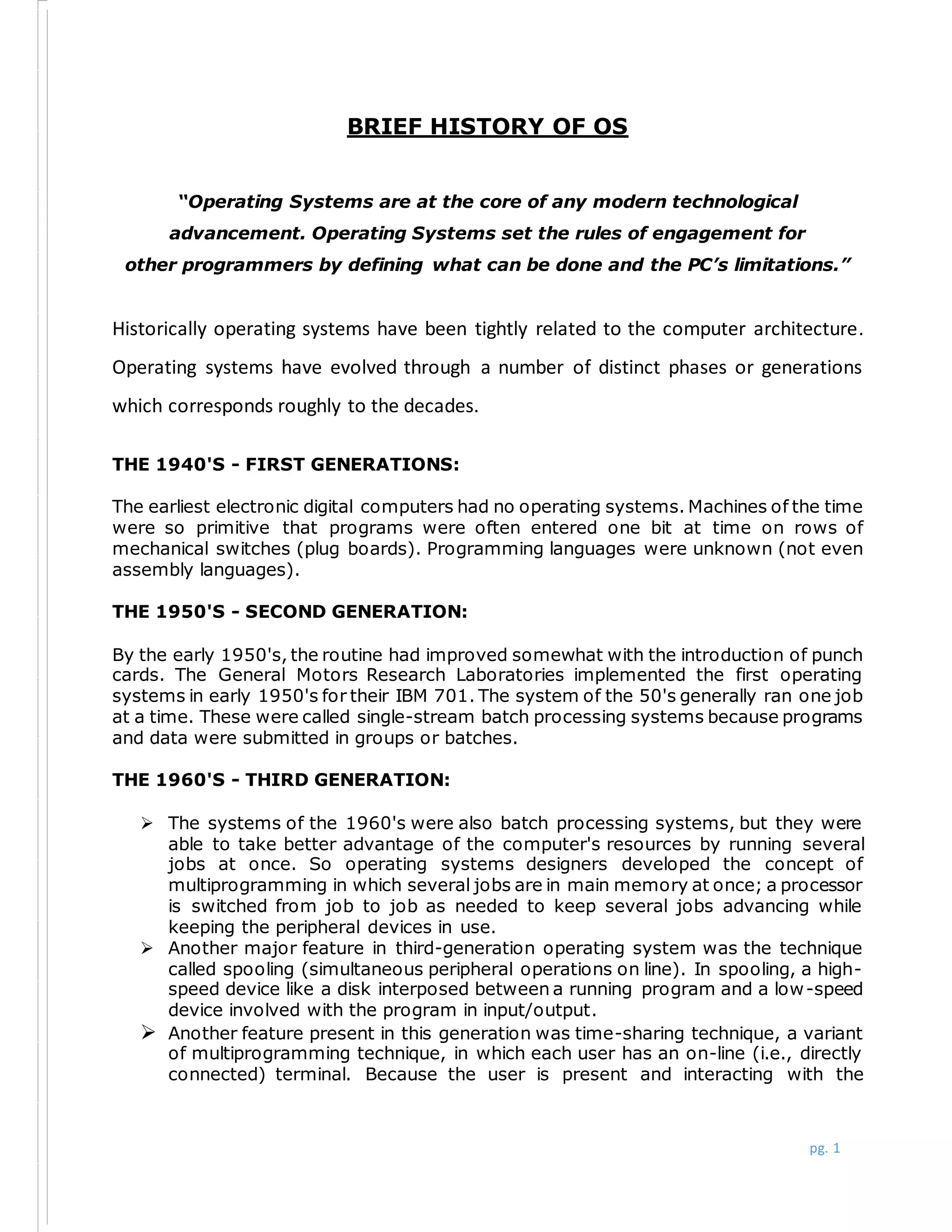 OS , Its History and Types | DOCX