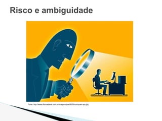 Risco e ambiguidade
Fonte: http://www.oficinadanet.com.br/imagens/post/9035/computer-spy.jpg
 