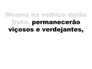 Mesmo na velhice darão
fruto, permanecerão
viçosos e verdejantes,
 