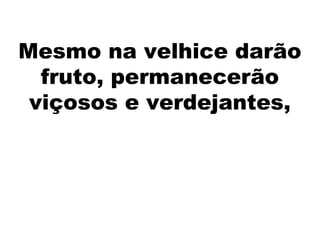 Mesmo na velhice darão
fruto, permanecerão
viçosos e verdejantes,
 
