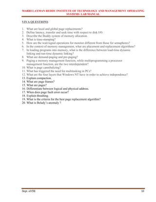 OS LAB MANUAL TO PRINT operating systems | DOCX