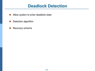 1.35
Deadlock Detection
 Allow system to enter deadlock state
 Detection algorithm
 Recovery scheme
 