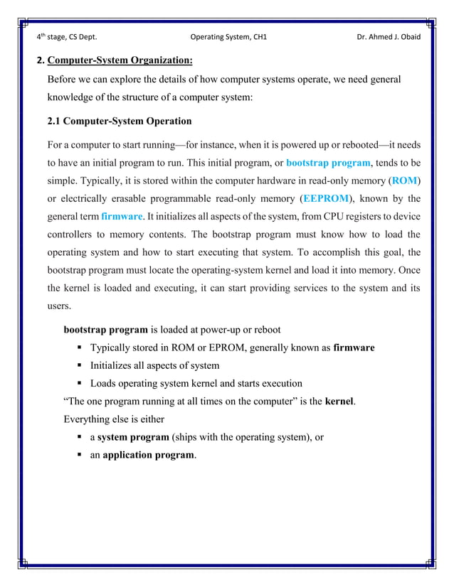 Operating System Lecture 1 | PDF | Operating Systems | Computer ...