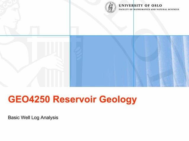 Oslo University Basic Well Log Analysis Introduction Pdf