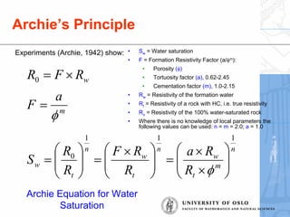 Oslo university basic well log analysis introduction | PDF