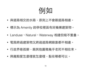 
? c·ཻ?ˮ·ԭtϲ·B
? ?ʾ Amenity ČWУe?кÎחB
? LanduseNaturalWaterway B^دB
? ·^B?ֿ^·WlB
? ?ƧD׺?
? dȤcNӾNӣĶԡ
19
 