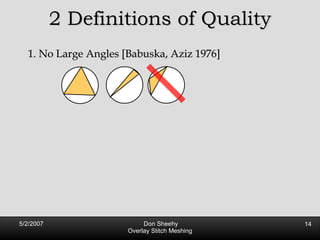 2 Definitions of Quality 1. No Large Angles [Babuska, Aziz 1976] 