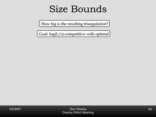 Size Bounds How big is the resulting triangulation? Goal: log(L/s)-competitive with optimal 