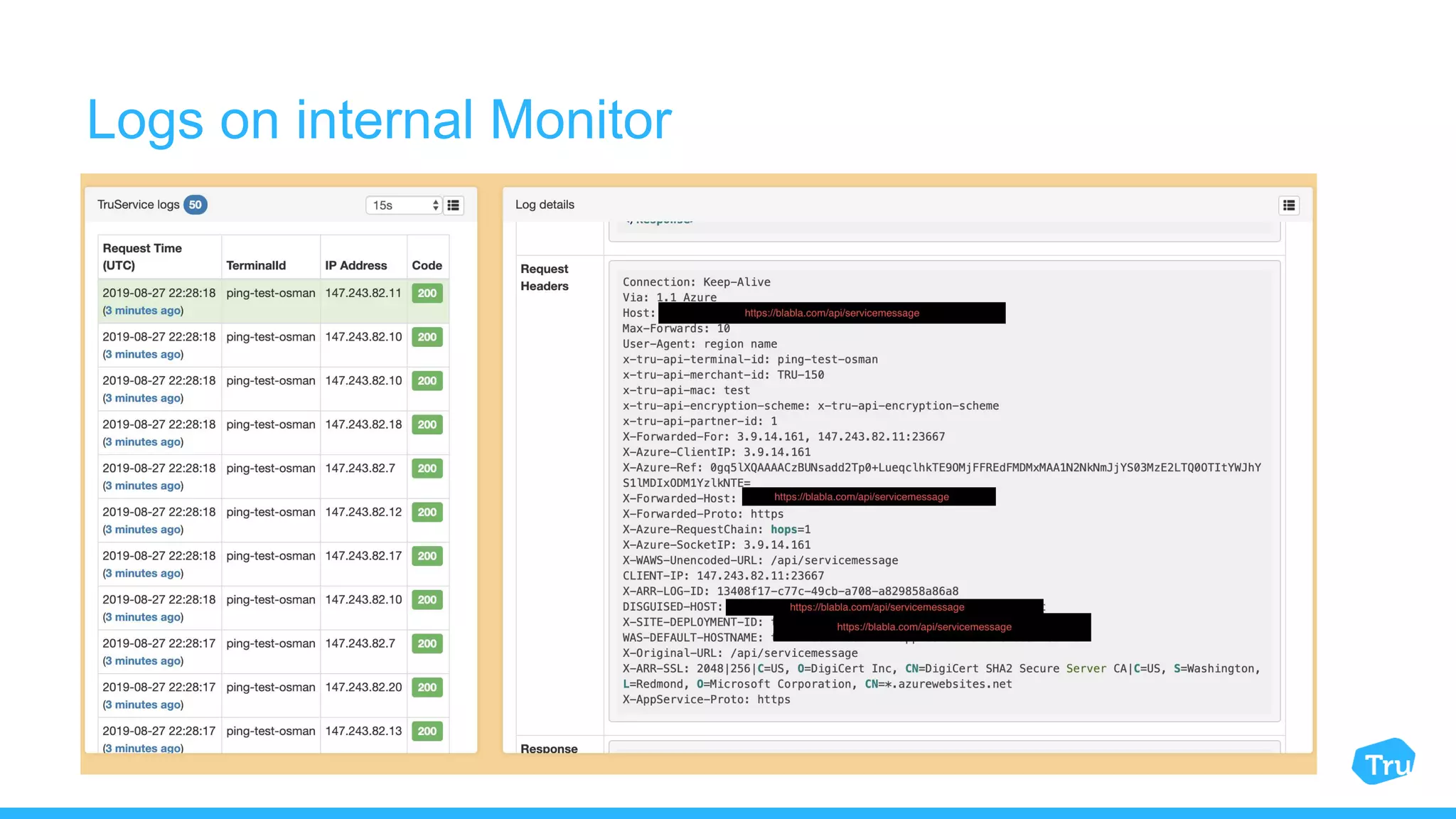 Logs on internal Monitor