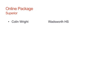 Online Package
Superior
• Colin Wright Wadsworth HS
 