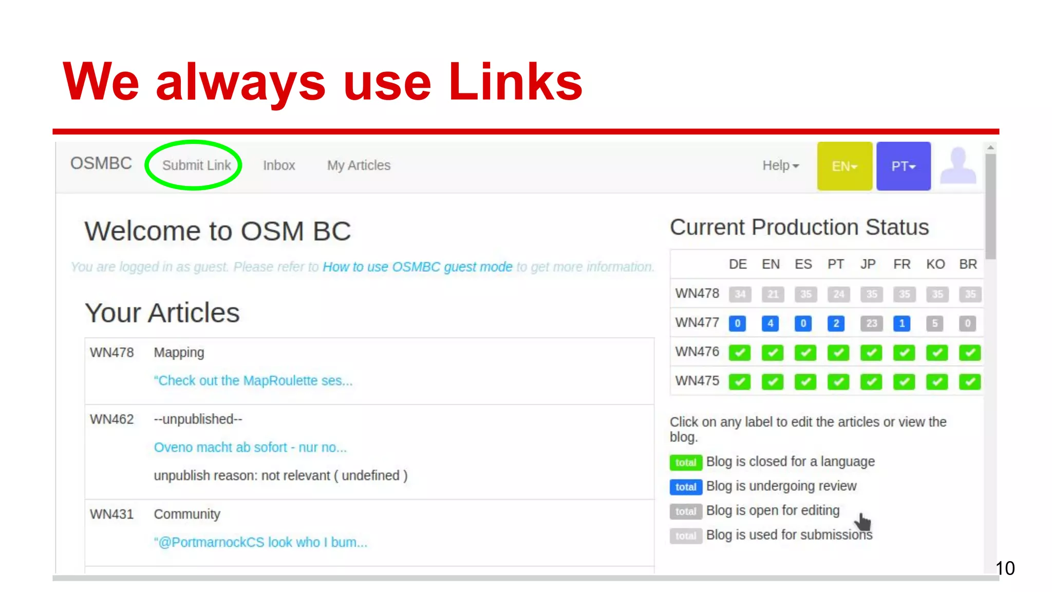 We always use Links
10
 