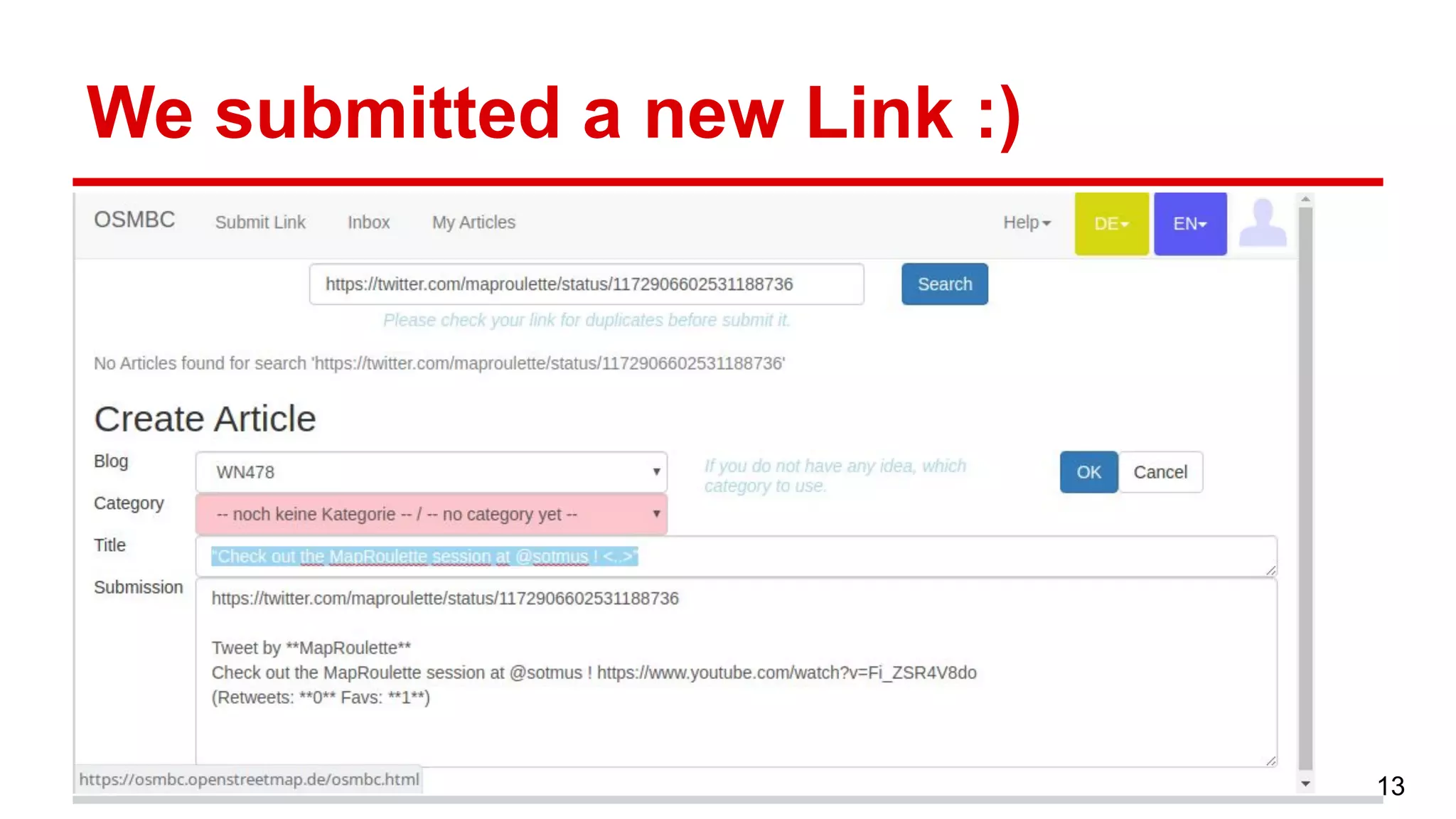 We submitted a new Link :)
13
 