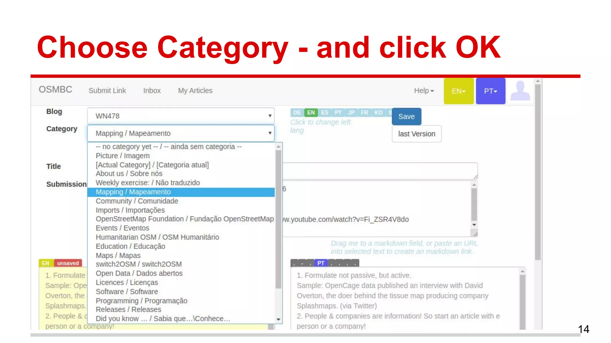 Choose Category - and click OK
14
 