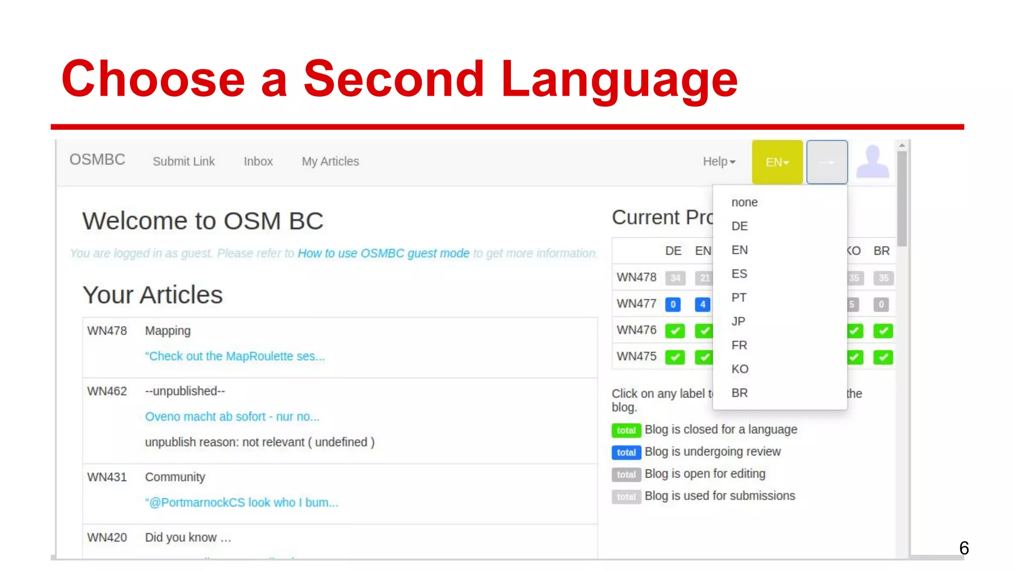 Choose a Second Language
6
 