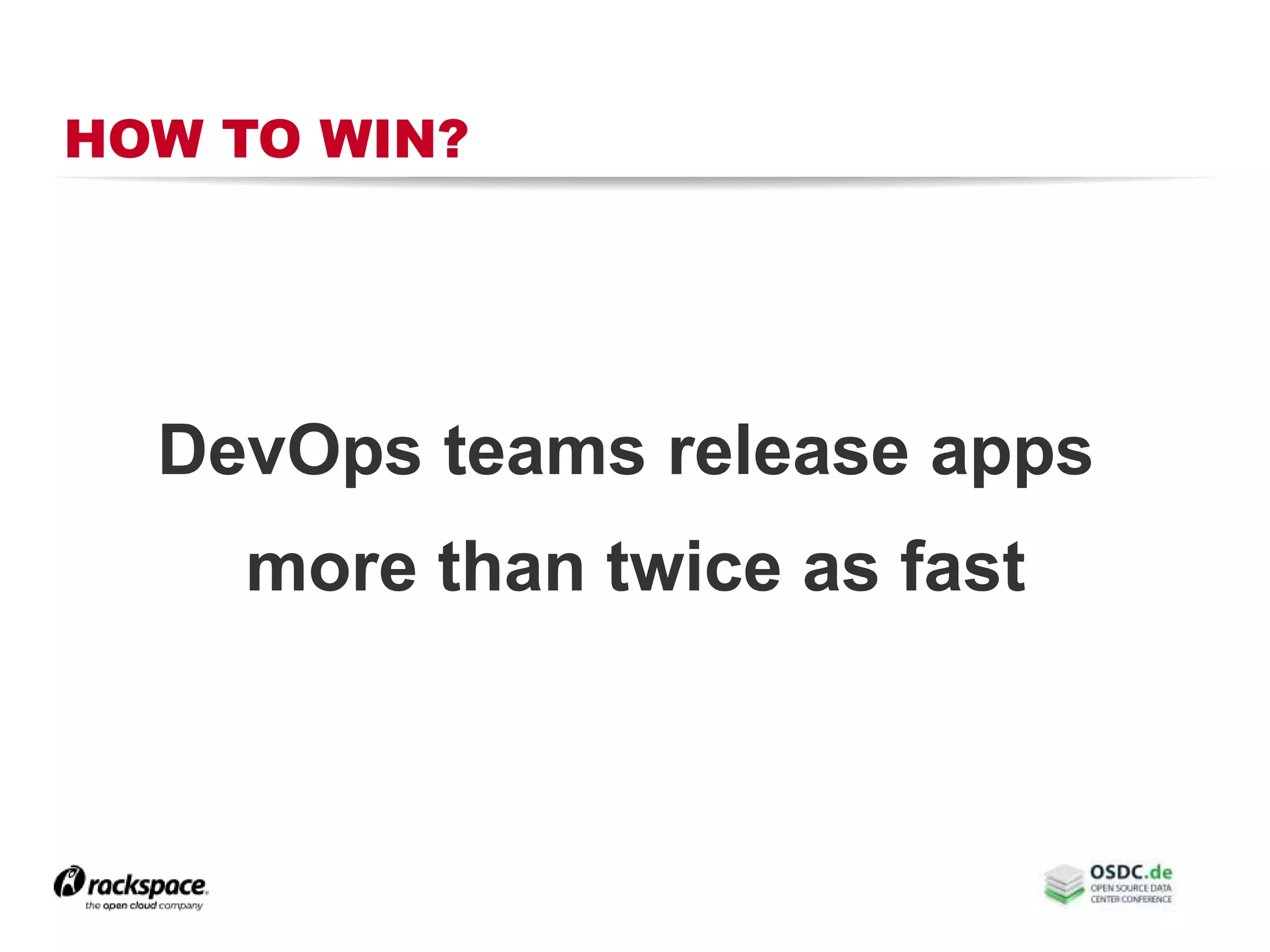 HOW TO WIN?
DevOps teams release apps
more than twice as fast
 