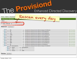 vis iond
     Th eP                  ro     Enhanced Directed Discovery
                            Rescan ever y
                                          day




Thursday, October 7, 2010
 