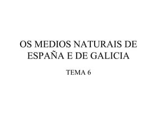 OS MEDIOS NATURAIS DE
ESPAÑA E DE GALICIA
TEMA 6
 