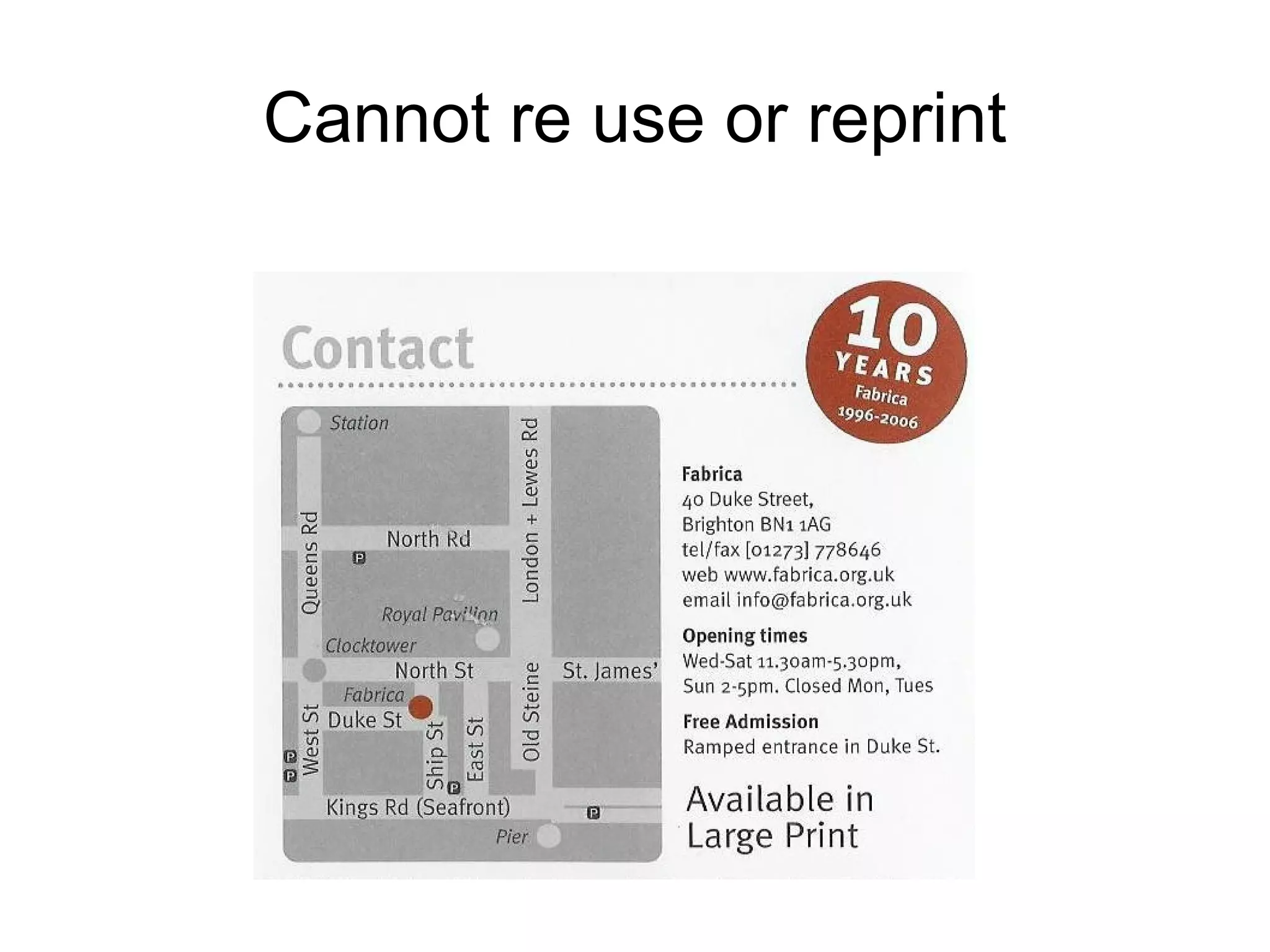 Cannot re use or reprint 