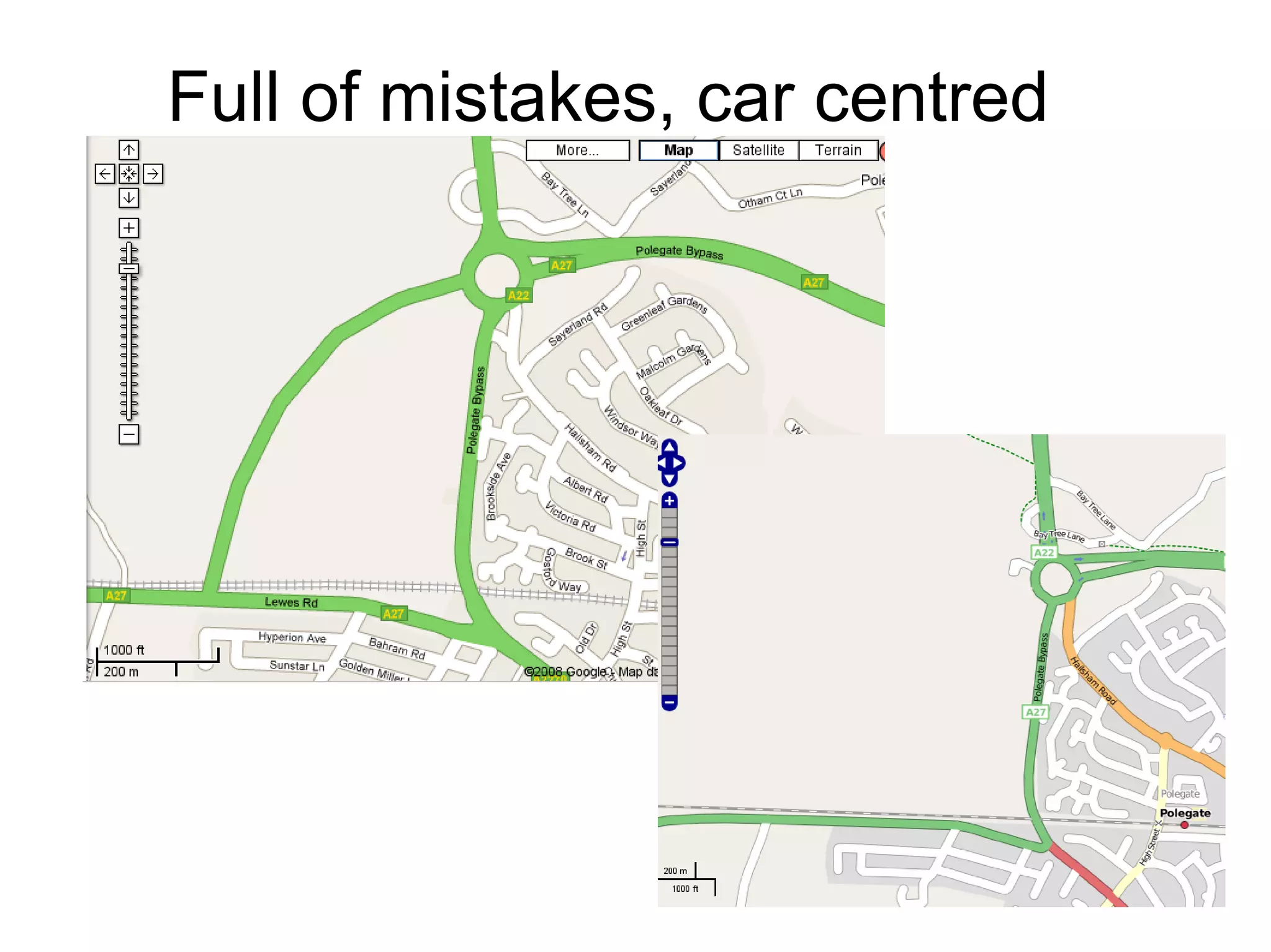 Full of mistakes, car centred 