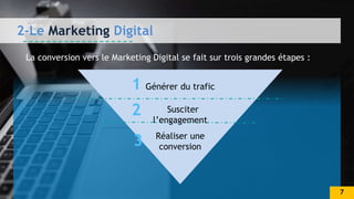 2-Le Marketing Digital
La conversion vers le Marketing Digital se fait sur trois grandes étapes :
Générer du trafic
Suscit...