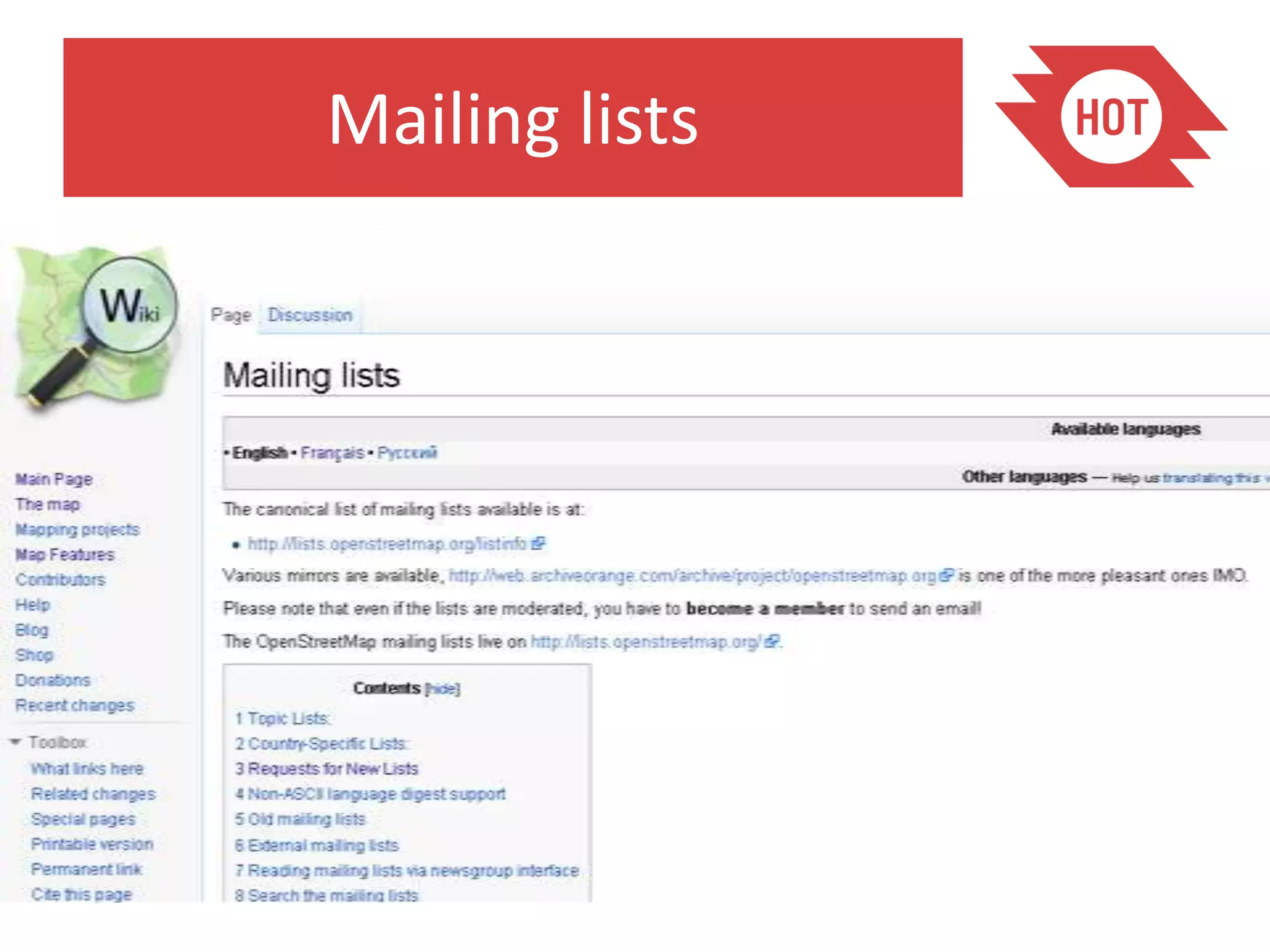 Mailing lists
 