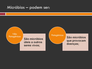 Micróbios – podem ser: 