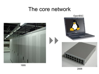 The core network
                          OpenBSC




1995
                            2008
 