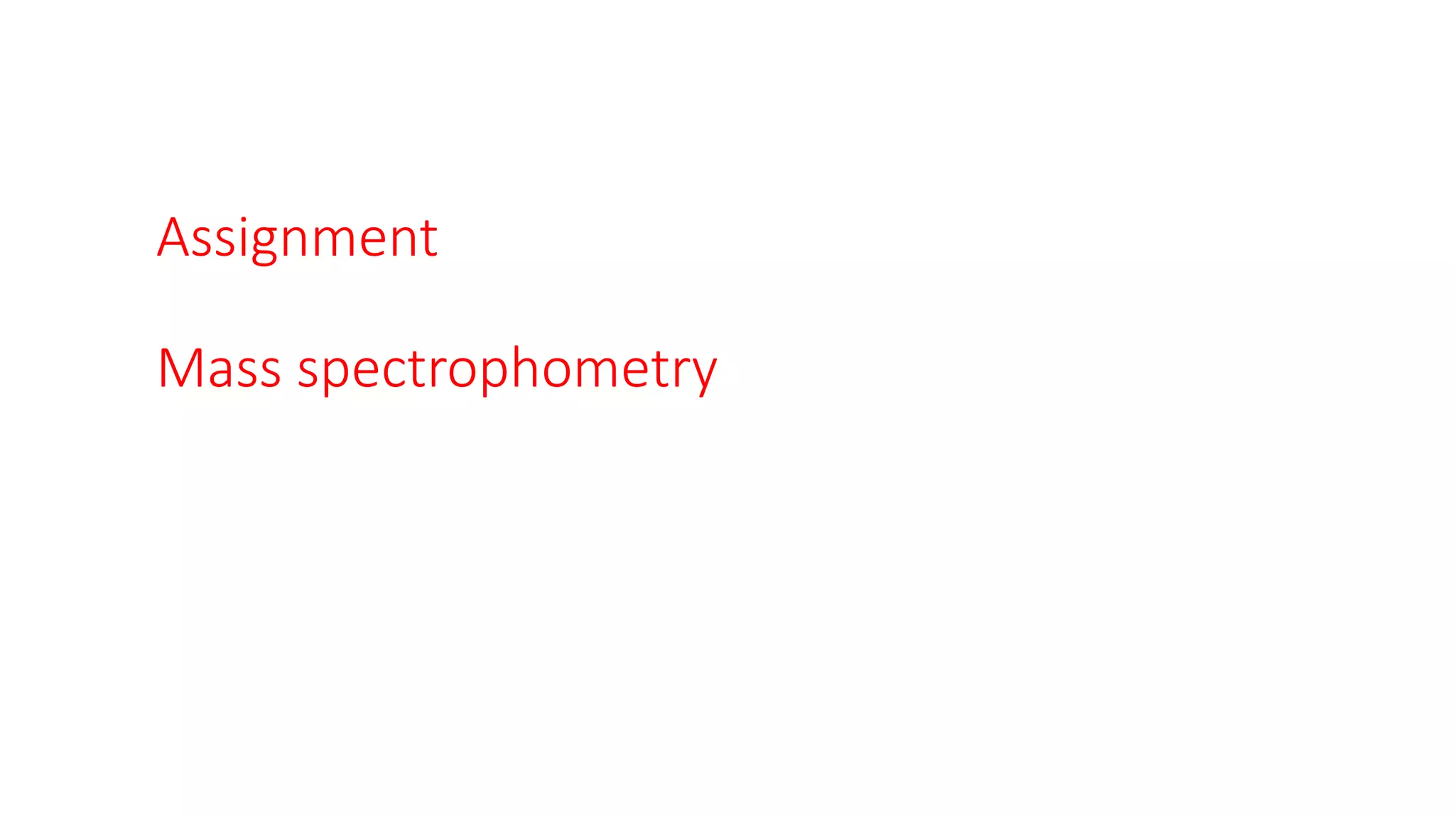 Assignment
Mass spectrophometry