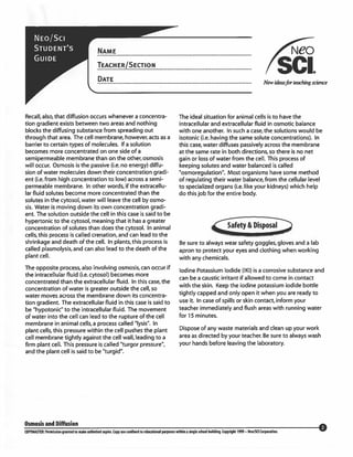 Osmosis & diffusion lab