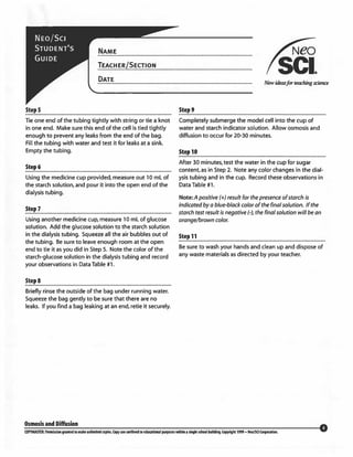 Osmosis & diffusion lab