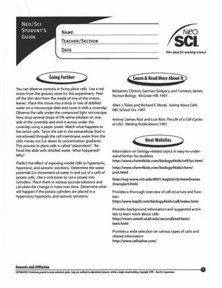 Osmosis & diffusion lab