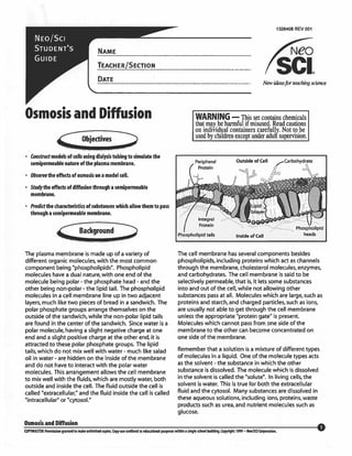 Osmosis & diffusion lab