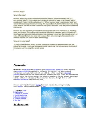 Osmosis project of chemistry | DOC