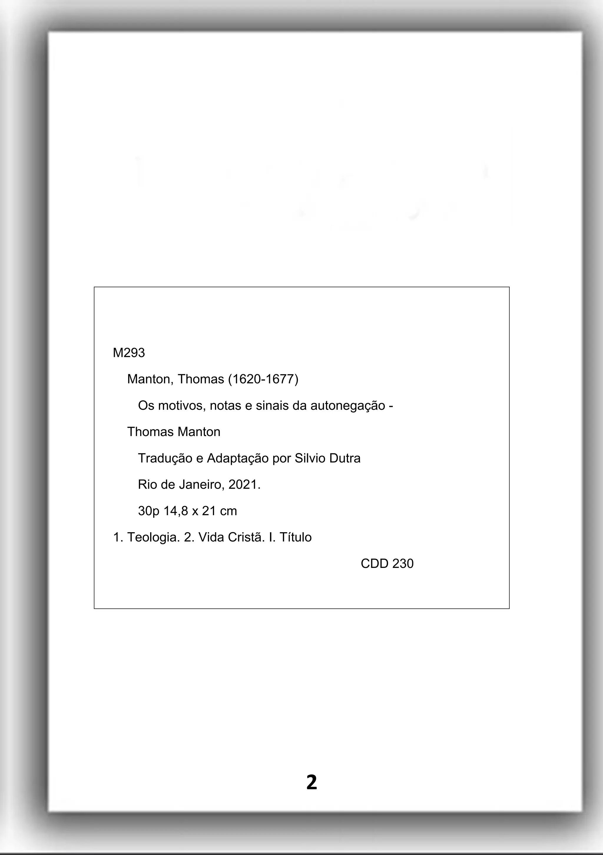 Os Motivos, Notas e Sinais da Autonegação - Thomas Manton