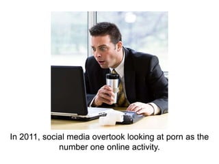 In 2011, social media overtook looking at porn as the
number one online activity.

 