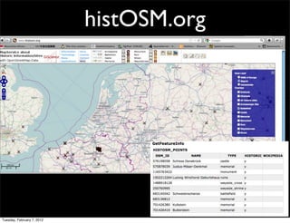 histOSM.org




Tuesday, February 7, 2012
 