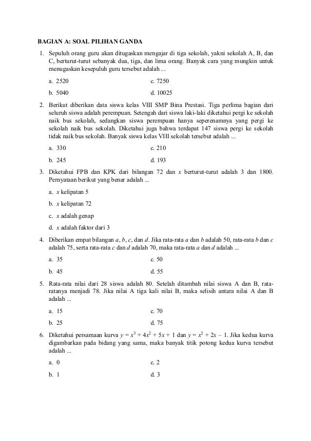 Soal Osn Matematika smp tingkat kabupaten/kota tahun 2014