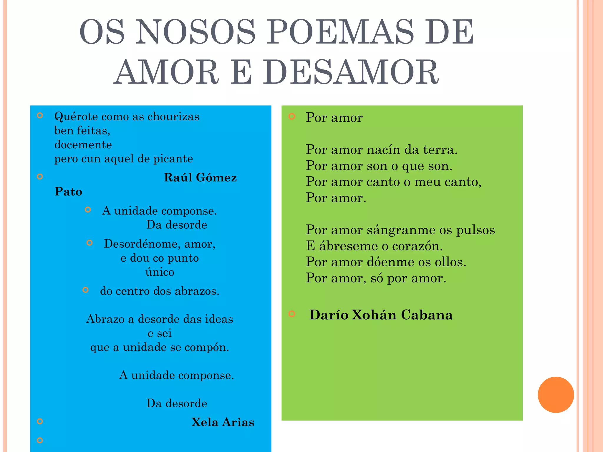 Os Nosos Poemas De Amor E Desamor PPT