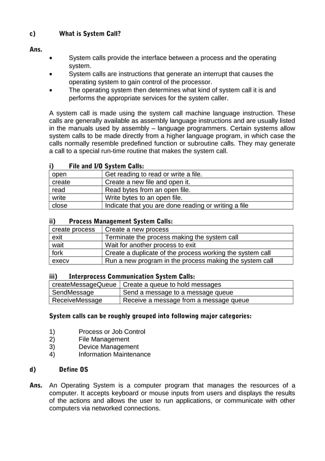 Introduction to Operating System (Important Notes) | PDF