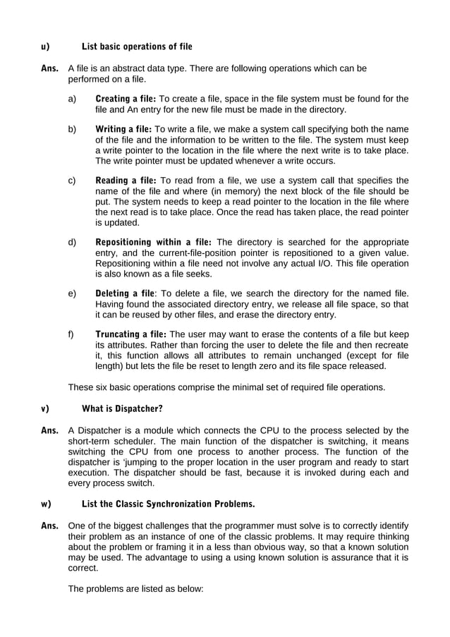 Introduction to Operating System (Important Notes) | PDF