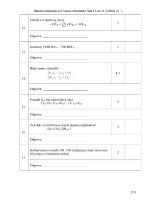 Zadaci iz Osnove informatike | PDF