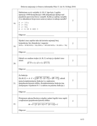 Zadaci iz Osnove informatike | PDF