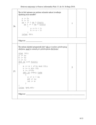 Zadaci iz Osnove informatike | PDF