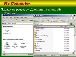 13
My ComputerMy Computer
Подаци на рачунару: Двоклик на икону My
Computer...
 